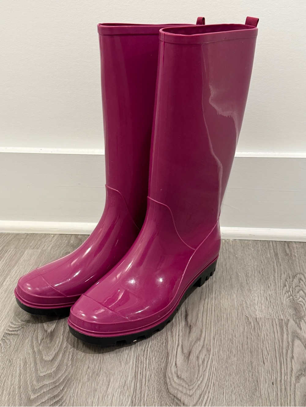 Capelli of New York Glossy Fuchsia pink Knee-High Rain Boots
